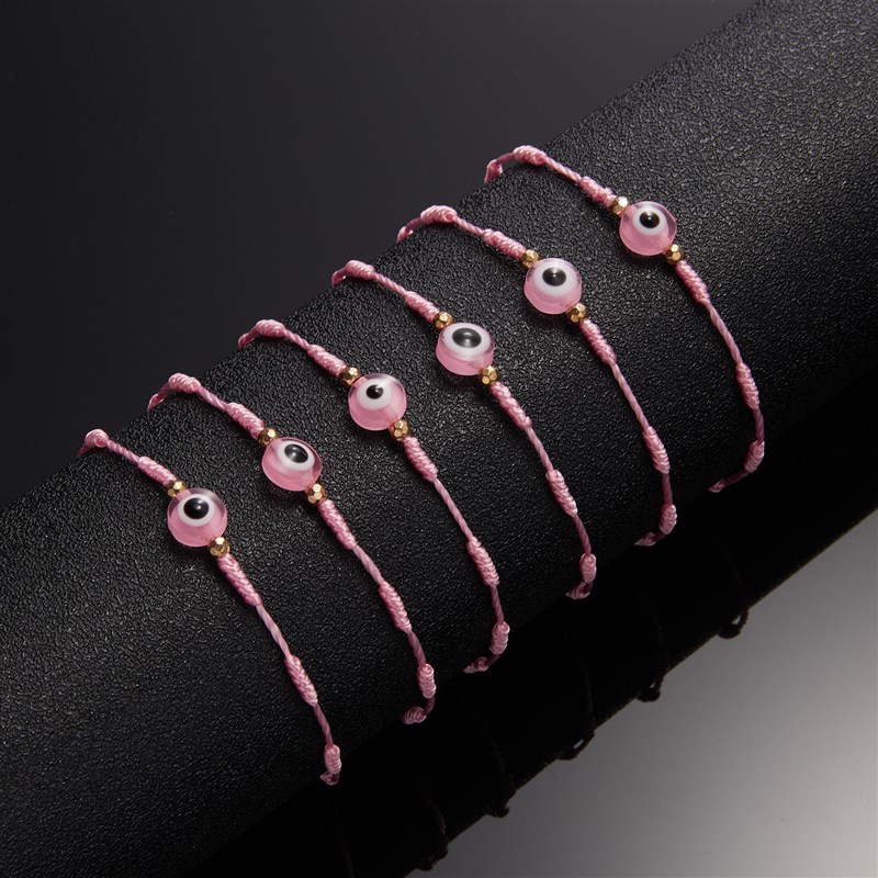 新品6Pcs Luckly Turkish Evil Eye Braided Bracelet Set for Wo