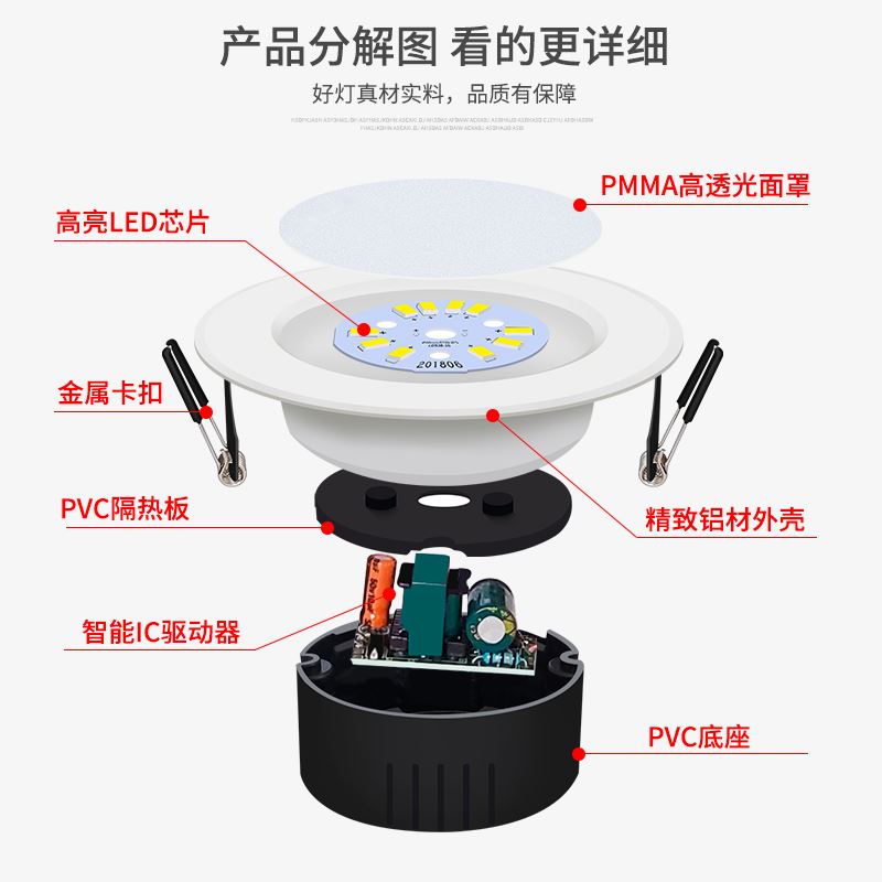 L花D筒灯2.5寸天E板灯厅y入式客嵌过道射灯吸顶灯桶灯4寸洞-图1