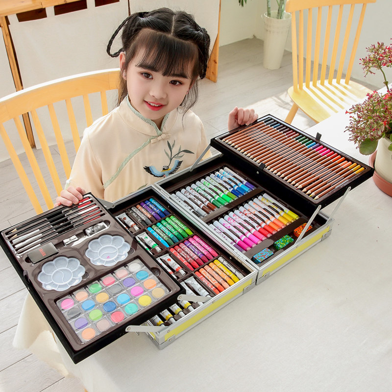 儿童画笔套装美术学习用品画画工具绘画蜡笔女孩水彩笔工具箱礼物,淘宝优惠券,粉丝福利购,淘宝优惠卷
