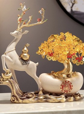 新中式发财树摆件客厅办公室前台公司美容院开业礼物招财乔迁新居