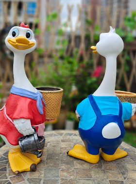 花园庭院鸭子花缸装饰摆件户外玻璃钢卡通动物园林景观幼儿园雕塑