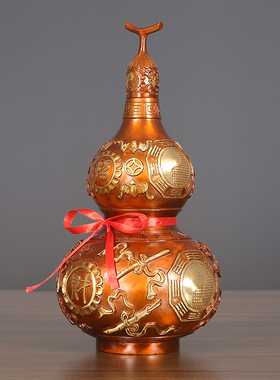铜葫芦摆件开盖葫芦入户玄关酒柜新中式家居装饰品办公Z室乔迁礼
