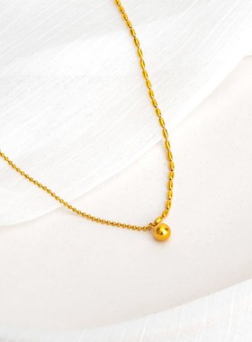 钛钢不掉色圆珠金豆项链女轻奢小众设计高级O感设计米粒波珠链女