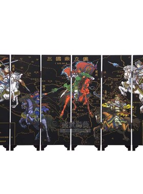 中国特色漆器小屏风五虎上将外事会议礼品桌面装饰摆件