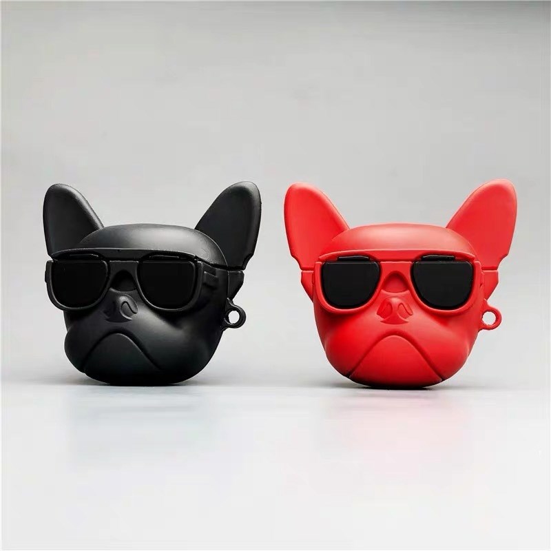 推荐For airpods 2 case Red Black Cute french bulldog Wireles-图0