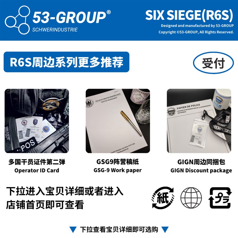 [53]彩六围攻R6S游戏周边原创干员证件公交卡娱乐机枪哥cos卡贴版-图0