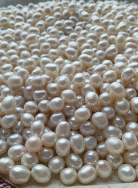 打孔淡水珍珠散珠称斤diy项链手工串P散珍珠带孔彩色米粒