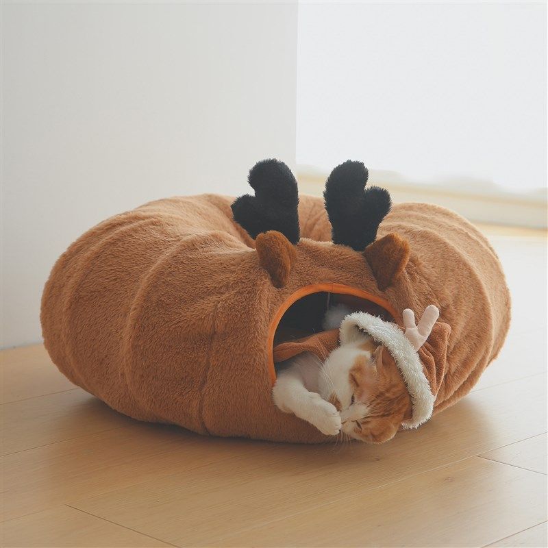 圣诞麋鹿猫咪隧道躲避冬天保暖睡窝半封闭式屋甜甜圈宠物钻洞玩具,淘宝优惠券,粉丝福利购,淘宝优惠卷