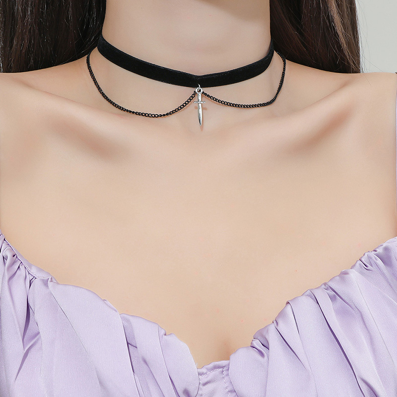 极速Sexy Black Lace Choker Goth Double Layers Love Heart - 图3