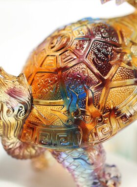 风水琉璃龙龟摆件居家客厅办公商铺前台桌面摆放装饰招财工艺礼品