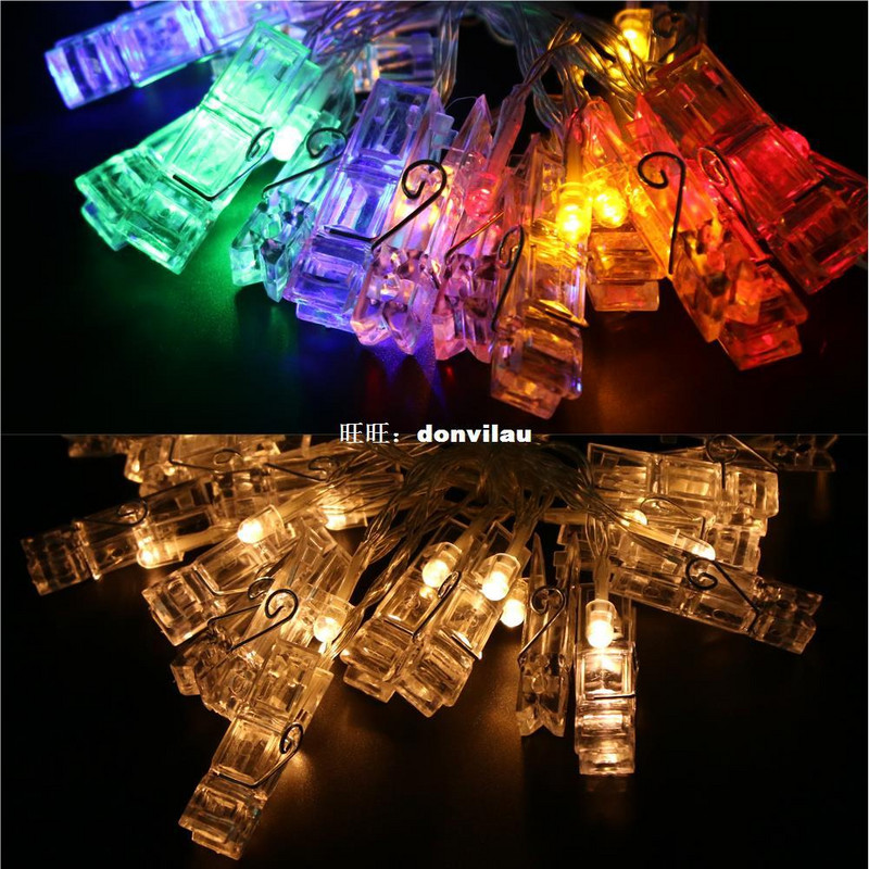 速发2.3M 20 LED Photo Clip String Lights Battery Operated LE - 图0