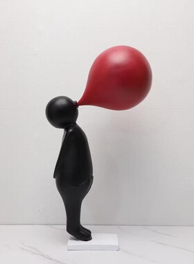 现代创意吹泡泡 卡通人物树脂摆饰 样板间家居客厅电视柜桌面装饰
