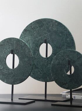 新款软装样板房中式家居玄关铁艺摆件新中式禅意装饰品摆件