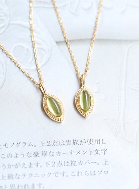 工厂销有鱼/aggete同款天然橄榄石S925纯银项链锁骨链日系轻奢网
