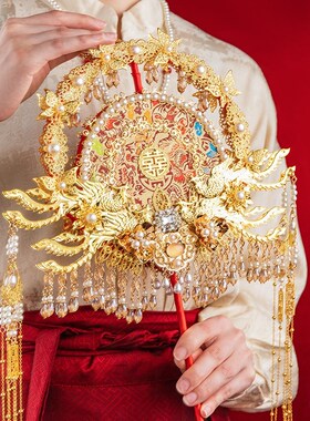 双面绣团扇新娘喜扇中式婚礼明制婚服重工高级手工定制diy材料包