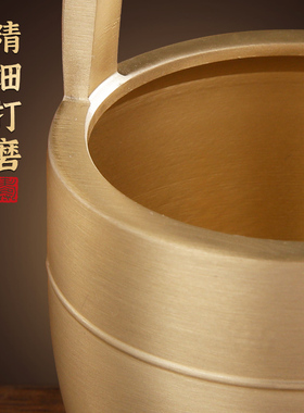 工厂销一桶金e纯铜摆件铜小水桶创意客厅家居玄关中式办公室装饰
