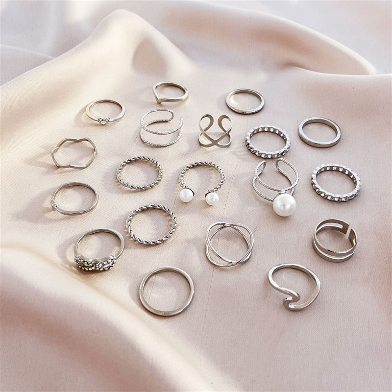 速发Ring set 19 piece set finger rings women men 戒指组套19 - 图1