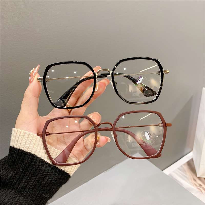 网红2021 Women Irrgular Metal Pink Frame Glasses Retro Optic-图0