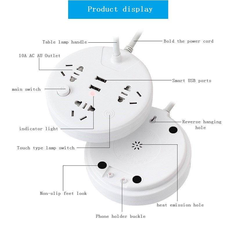 推荐Desktop Power Socket with 3Way Socket 2USB Vertical Tabl - 图1