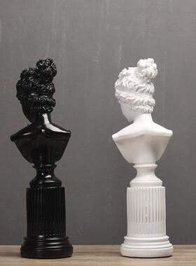 摆件北欧艺术品装饰雕塑人物雕像客厅石膏头像Q简约家居创意酒柜