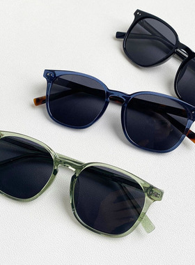 韩版椭圆方形框偏光太阳眼镜开车遮光墨镜男复古铆钉女潮蓝色绿黑