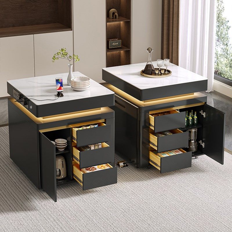 岩板伸缩岛台现代简约多功能可移动旋转餐厅厨房岛台单柜吧台柜,淘宝优惠券,粉丝福利购,淘宝优惠卷