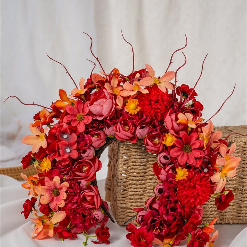 《一月花神》簪花头饰材料包diy 泉州沾花发箍牢固 浔埔粘花发饰,淘宝优惠券,粉丝福利购,淘宝优惠卷