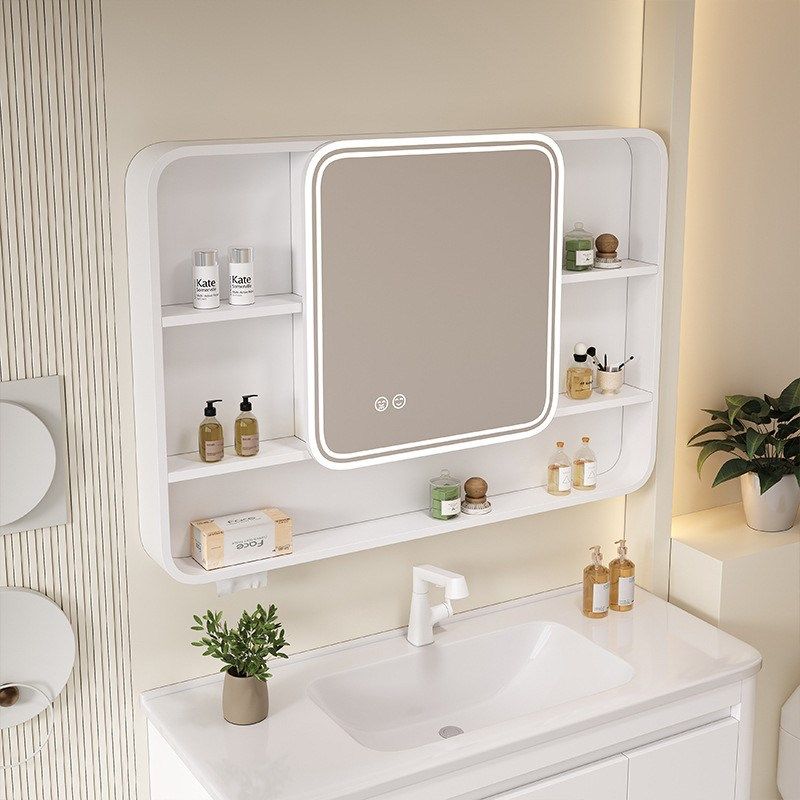 圆弧智能浴室镜柜带灯除雾美妆收纳镜柜挂墙式卫生间简约储物镜柜,淘宝优惠券,粉丝福利购,淘宝优惠卷