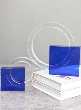 北欧蓝色水晶圈样板房售楼部卧室客厅书房餐厅桌面玄关饰品摆件