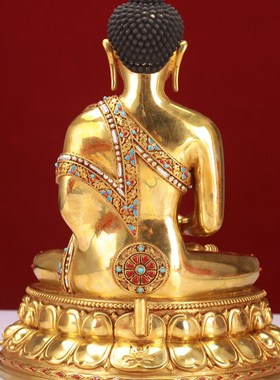 藏式纯铜七寸阿弥陀佛像佛供奉摆件精品全身1尺家用装物尼泊尔民
