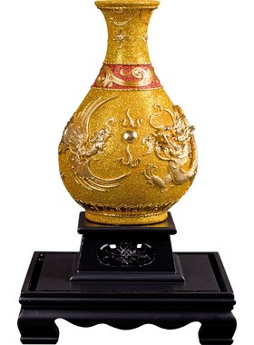 龙凤呈祥摆件漆线雕花瓶新婚礼物送新娘结婚礼品送新人结婚送礼