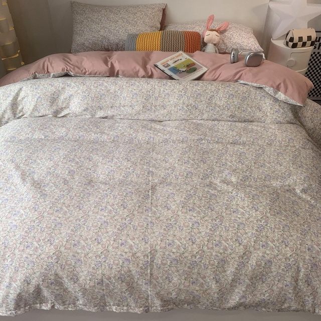 American freehand pastoral lady fashionable fresh small floral full G cotton four-piece duvet cover bed linen bedding