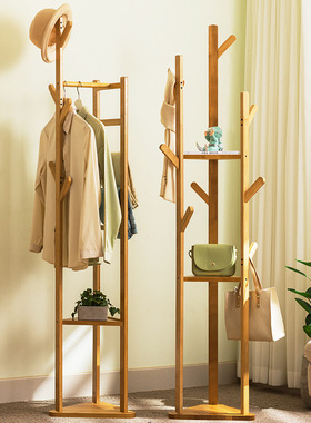 简易衣帽架挂衣架落地客厅卧室y儿童衣架创意实木质衣服架子帽子