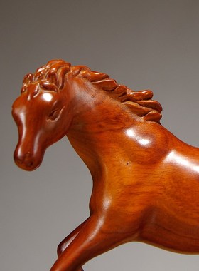 木雕马摆件开业礼品花梨实木雕刻办公室装饰品红木工艺品马到成功