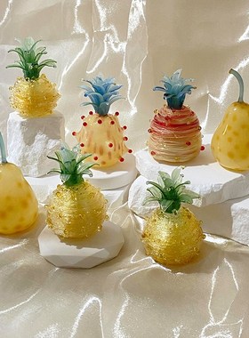 烧制玻璃菠萝圣诞树拉丝琉璃桌面客厅卧室居家装饰摆件小红书爆款