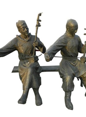 音乐拉二胡玻璃钢制作铜雕人物商业街步J行街广场小品街边雕塑制