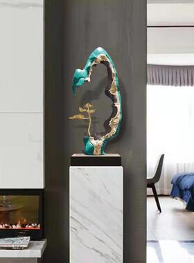 金属迎客松雕塑摆件酒店大堂样板间新中式工艺品家居开业礼品现货