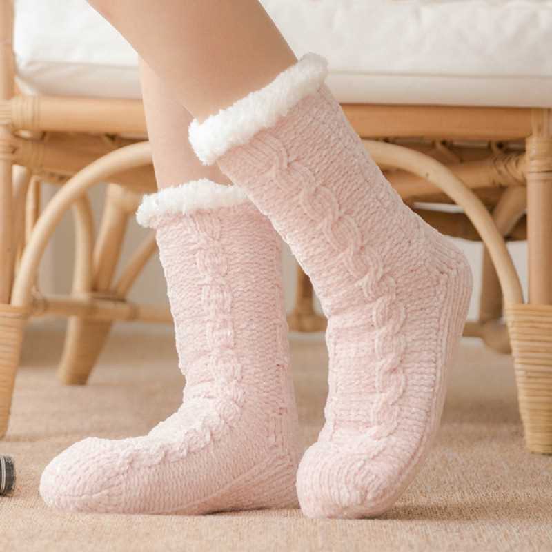 速发1 Pair New Winter Thick Warm Knitted Acrylic Crew Antisk - 图2