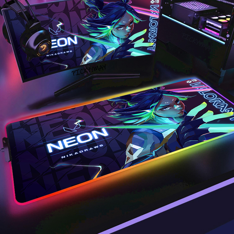 Malorant RGB Mousepad Luarge Gaming Mousepads Luminous Vouse-图2