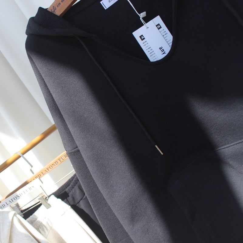 2023秋装连帽卫衣新款韩版宽松黑色显瘦长袖套头女卫衣卫裤套装潮,淘宝优惠券,粉丝福利购,淘宝优惠卷