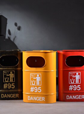 复古美式工业风壁挂垃圾桶有盖卫生间厨房小号高颜值家用摆件