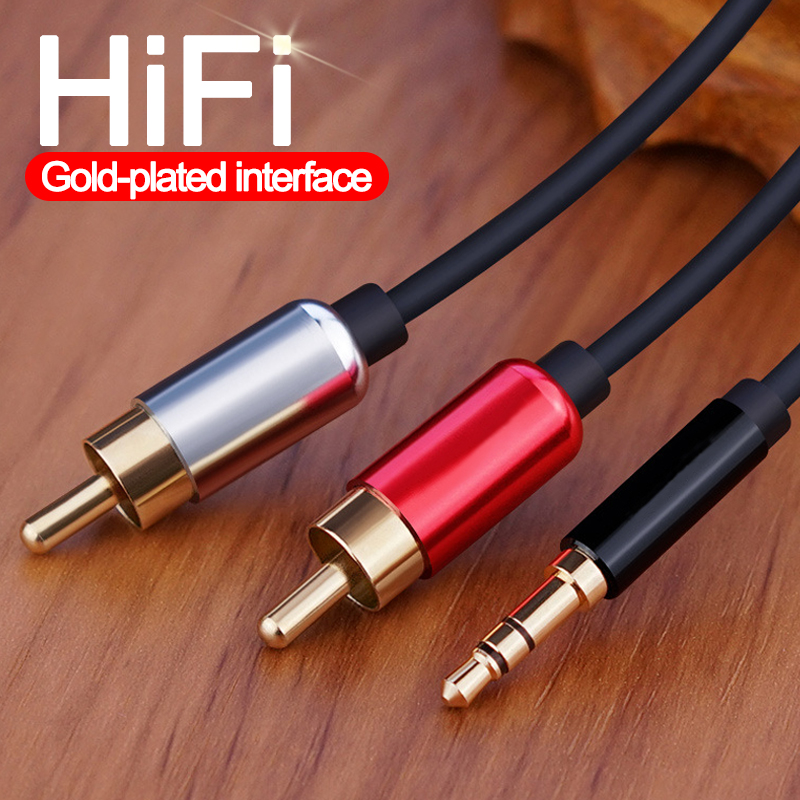 速发2RCA to 3.5mm jack Audio Aux Cable 3.5mm jack to 2RCA Ma - 图0