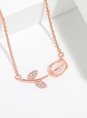 小众高货INS style niche design advanced tulip pendant neckla