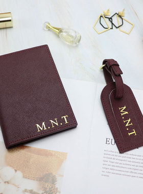 现货Fashion Monokgrammed Initial Letters Unisex Saffiano Lea