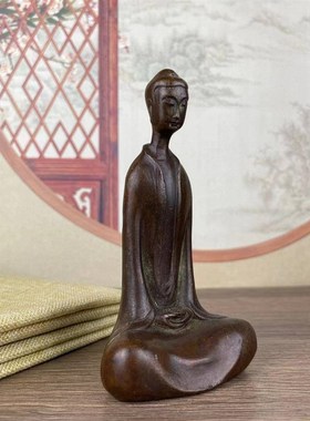 农村收来佛祖参禅悟道旧货合金铜禅意茶道古董老货铜器铜印章摆件