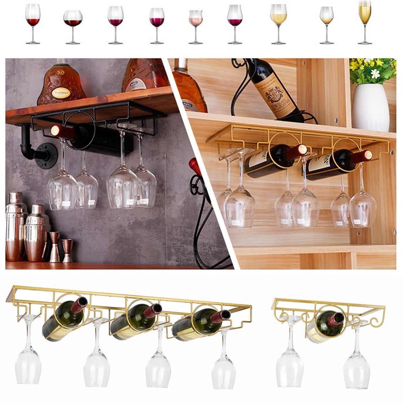 Iron Wall Mount Wnine Glass Hanging Holder Goblet Stemware S - 图1