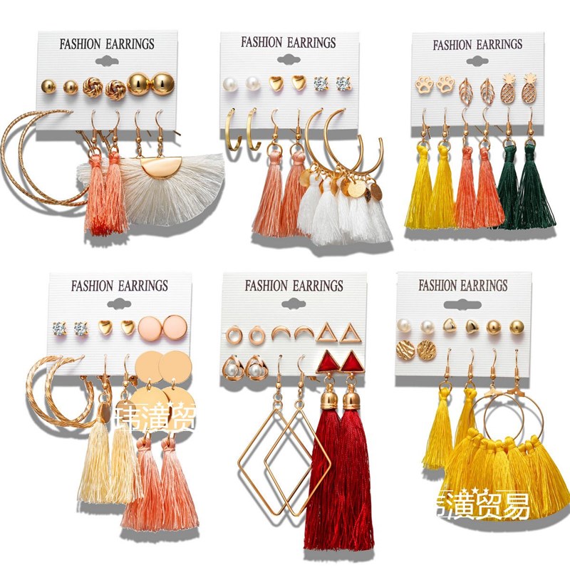 速发women's Fringed earrings Ladies bohemian Tassel Ear jewe - 图3