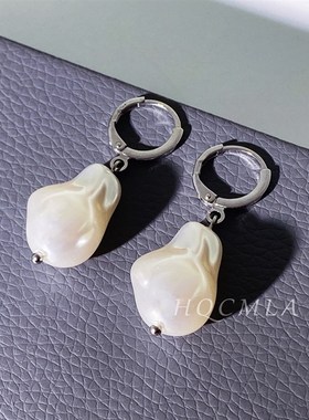 异形鱼尾大巴珍珠m吊坠项链可调节颈链贝珠耳扣简约百搭套装饰品