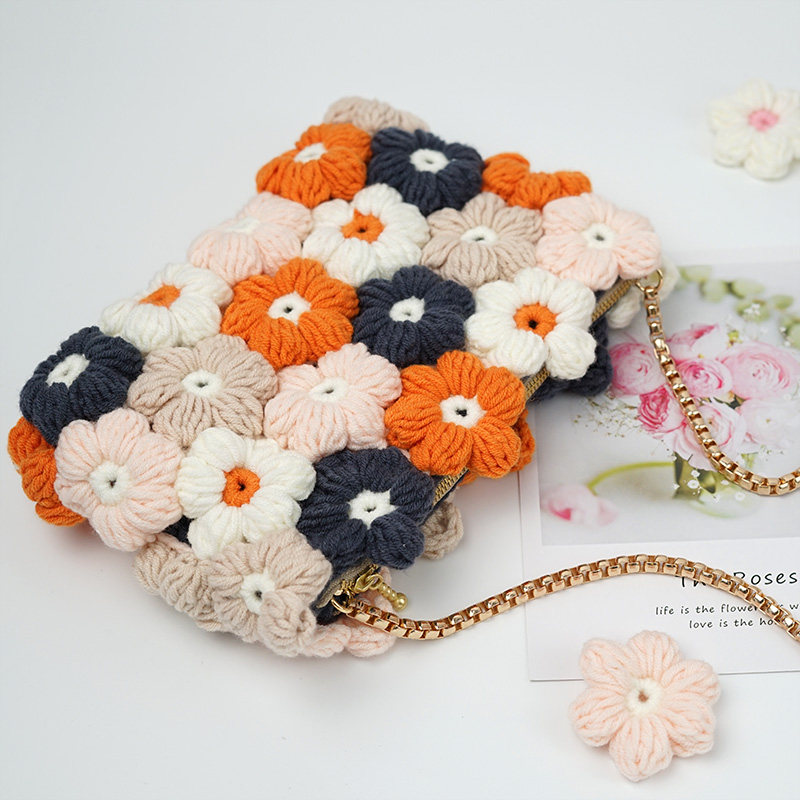 菲菲姐家 泡芙花瓣手腕拎t包材料包手工编织钩针毛线DIY花朵手提,淘宝优惠券,粉丝福利购,淘宝优惠卷