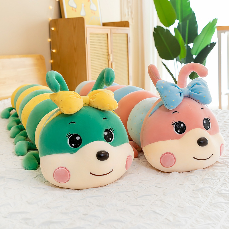 速发Cartoon bow erpillar rabbit doll plush toy cute long pil - 图0